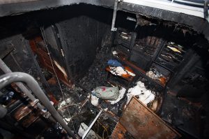 Fire on ARC yacht Pauline af Skanör in St Lucia. Credit: WCC/Clare Pengelly