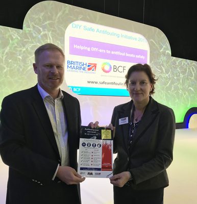 Trevor Fielding, the BCF’s regulatory affairs manager, and Sarah Dhanda, British Marine’s chief officer of membership & services, at the launch of the DIY Safe Antifouling Initiative