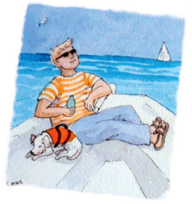 Great sailing challenges No2 – Making it to the marina before Nando’s closes. Cartoon credit: Claudia Myatt