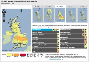 Met Office Storm Doris weather warning