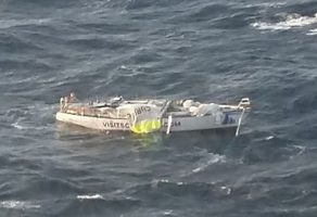 The dismasted Clyde Challenger