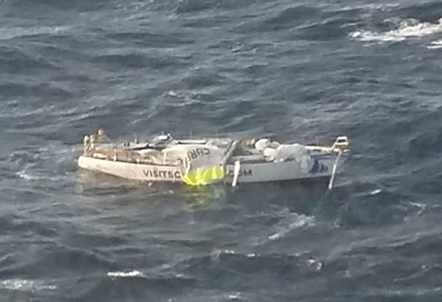 The dismasted Clyde Challenger