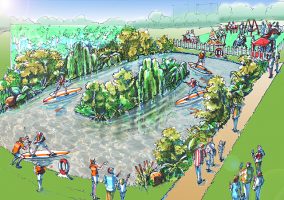 An artist impression of the Southampton Boat Show Paddle River Experience