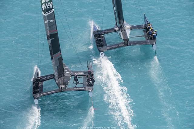 Land Rover BAR secure a race win at the Louis Vuitton America's Cup Qualifiers, Day 4 Sir Ben Ainslie at the 35th America's Cup Bermuda 2017 © ACEA 2017/Photo Ricardo Pinto