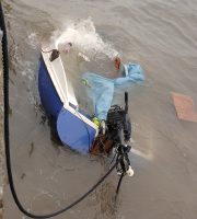 The wrecked Don't Panic yacht. Credit: RNLI/Dave Barry