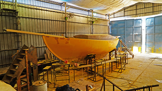 Indian skipper Abhilash Tomy will be racing a replica of Sir Robin Knox-Johnston’s Suhaili. Credit: Abhilash Tomy/PPL Photo Agency