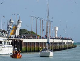 The stricken yacht was towed to Littlehampton harbour. Credit: RNLI/Richard Ball