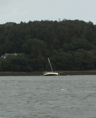 Angle RNLI’s all weather lifeboat assist yacht aground near Burton on the Milford Haven Waterway. Credit: Angle RNLI