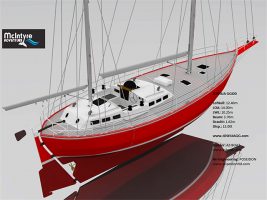 3D render of the 40ft Joshua Class yacht adopted for the 2022 Golden Globe Race