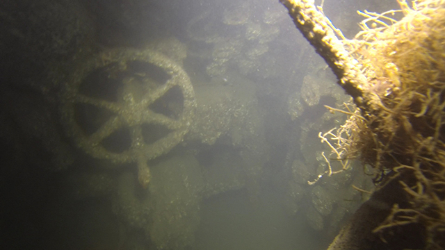 88mm deck gun from the First World War German UC-70 mine-laying submarine © Historic England