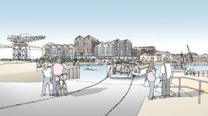 A drawing of a waterfront development at Medina Yard, Cowes