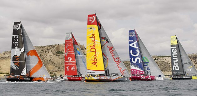 Yachts lining up for the Volvo Ocean Race