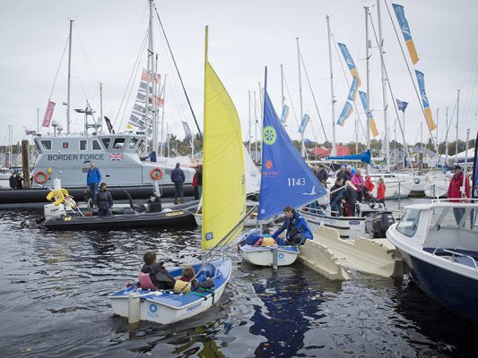 Children trying yachting at Scotland's Boat Show