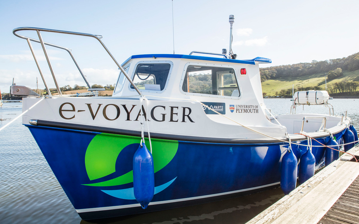 Electric powered boats on display at Green Tech Boat Show Plymouth