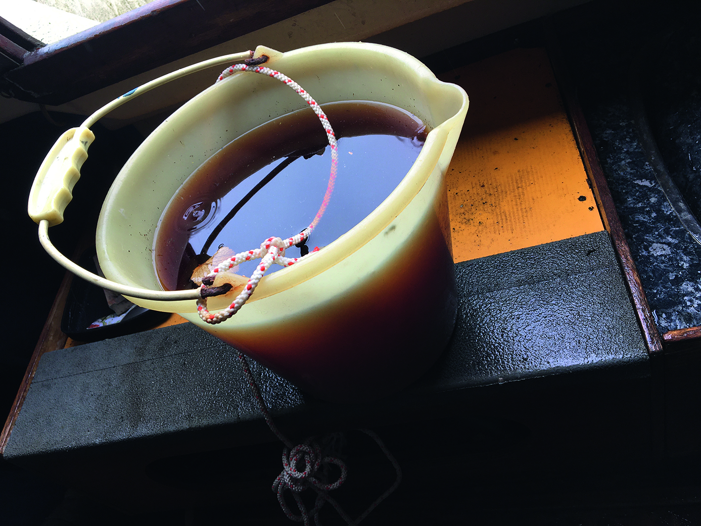 Buckets full of dirty water were extracted from lockers and bilges