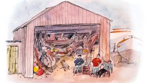 Dave Selby Boat shed cartoon