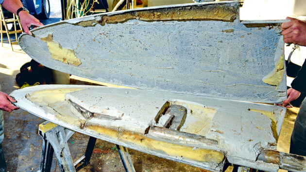 Inside of boat rudders