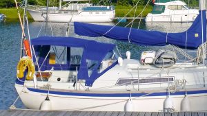 A cockpit cover on a boat