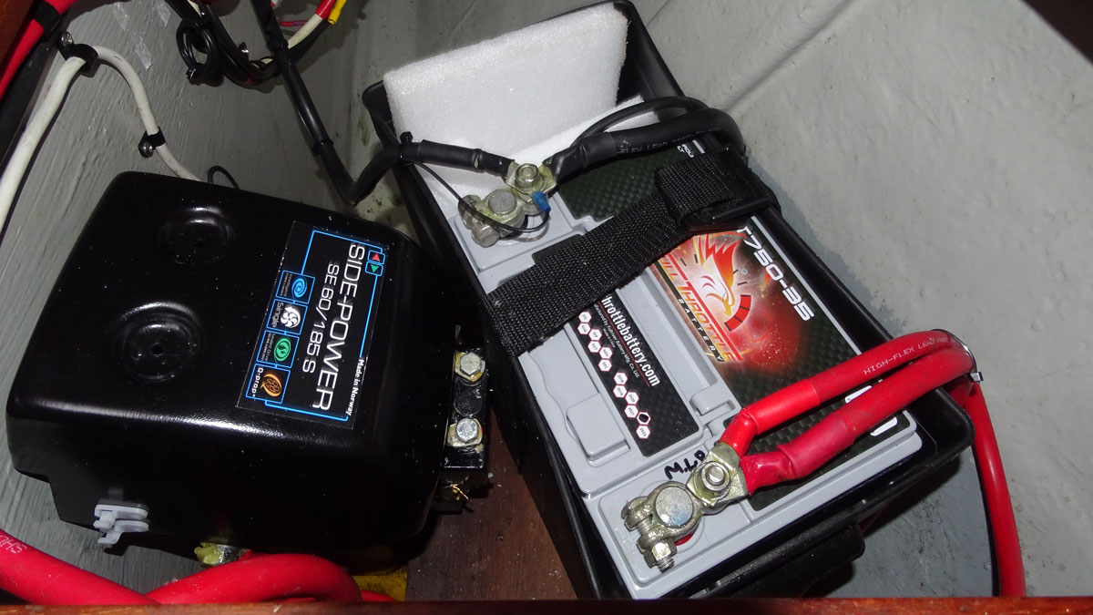 Boat battery bank upgrade in a cockpit of a boat