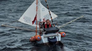 Andrew Bedwell set off from St Johns, Newfoundland, but had to return shortly after starting due to water ingress. Credit: Big C Atlantic Challenge