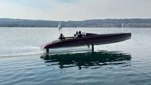 An electric boat on foils