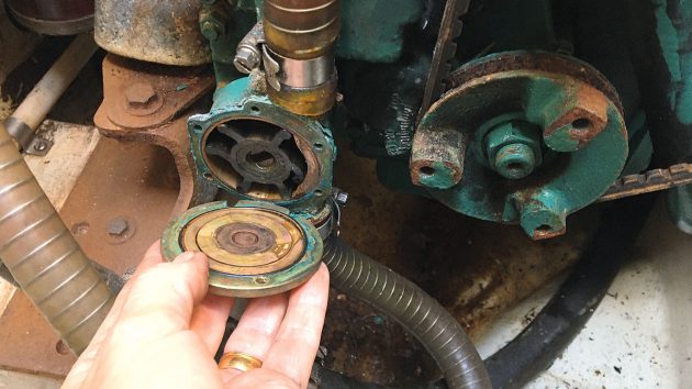 A typical water pump installation fitted with a Speedseal cover showing o-rings