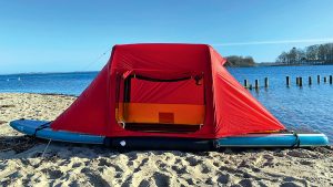 The BAJAO Cabin SUP tent is suitable for an overnight camp or for seeking shelter from bad weather