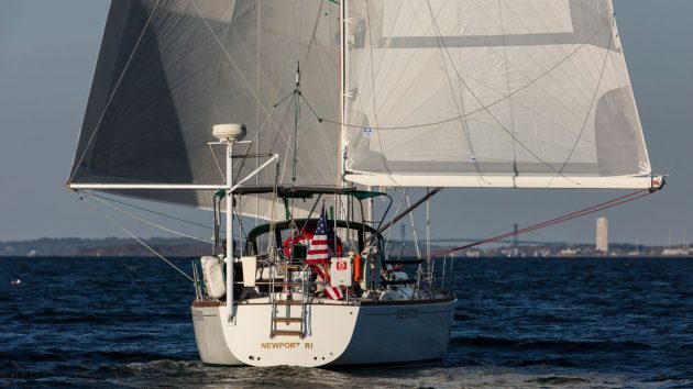 Boat sails goosewinged