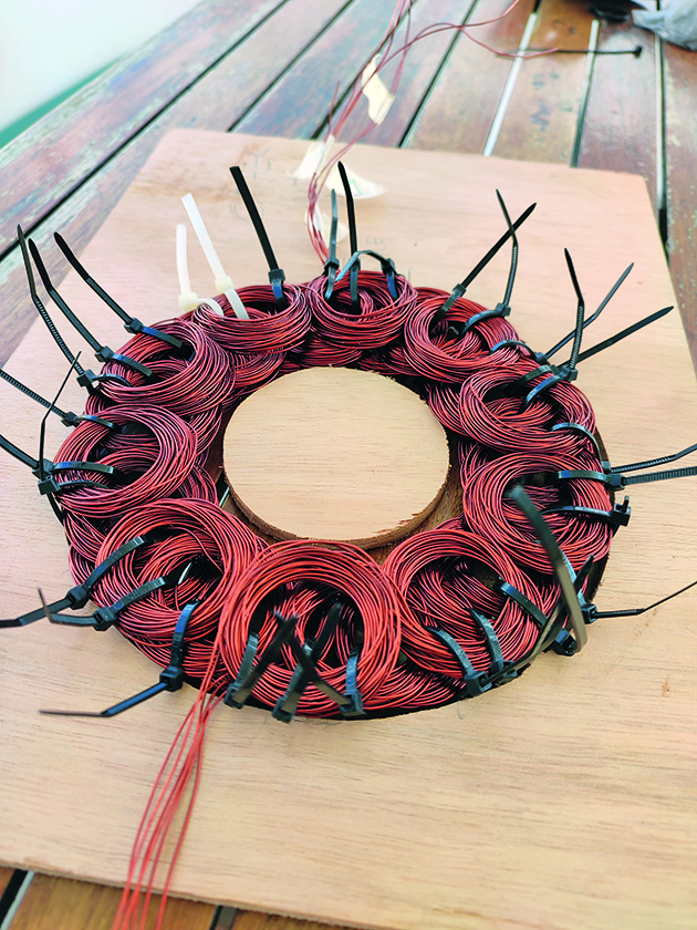 A stator inside a wind generator