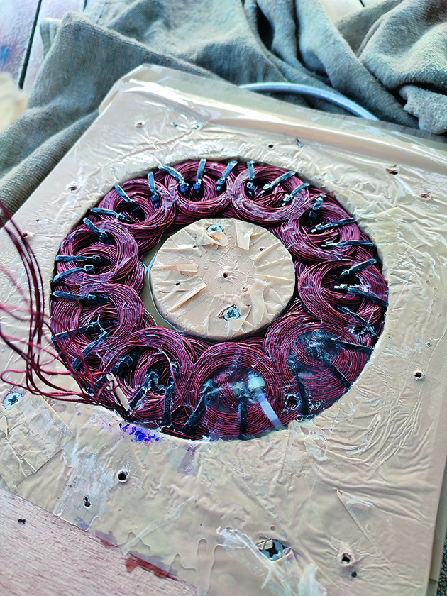 A stator encased in epoxy