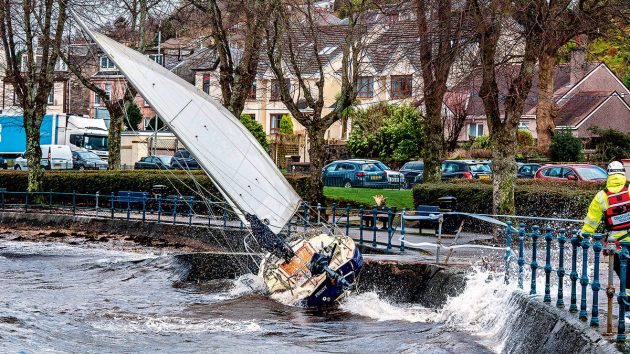 A boat hitting a wall