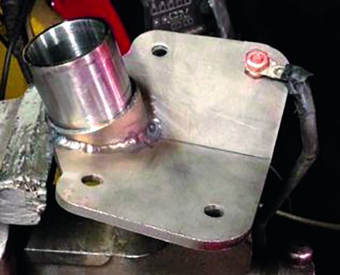 The final welding of the bearing tube to the lower bearing plate was carried out by a fellow club member using TIG welding. Credit: Mike Gudmunsen