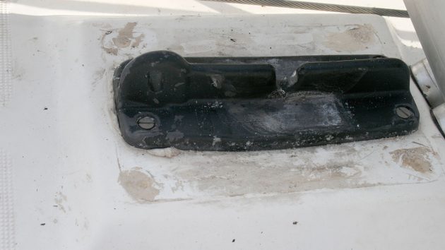 A damaged mast step on a boat