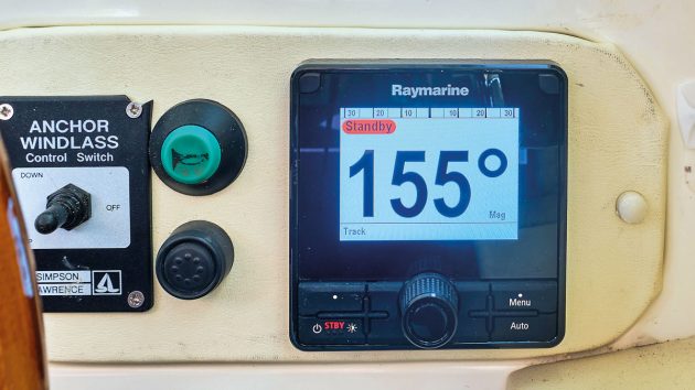 A Raymarine autopilot on a boat