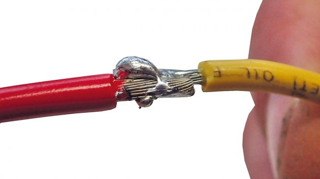 A poorly soldered wiring joint