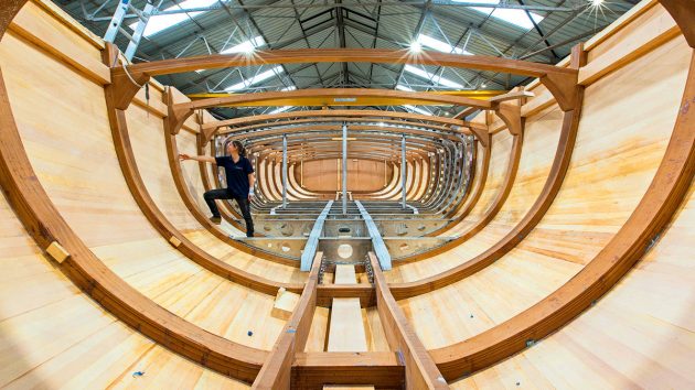 Boat woods being used to make a hull