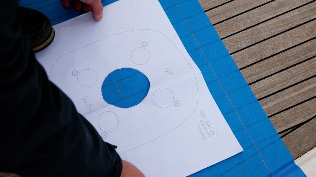 A template for tiller to wheel conversion on a yacht