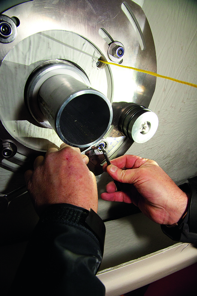 A ring of a drive tube being adjusted