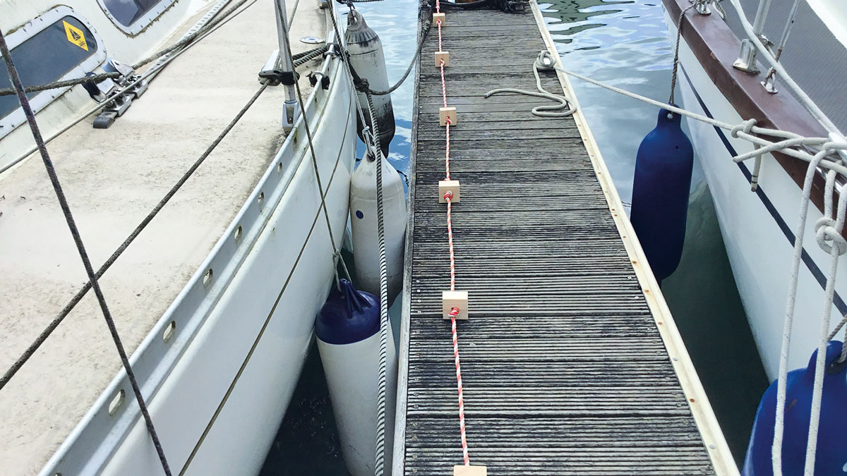 A boat pick-up line on a pontoon
