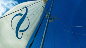 A spinnaker raised on a boat