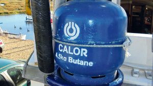 A Calor gas 4.5kg bottle on a boat