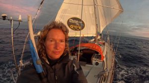 Kirsten Neuschäfer aboard her yacht Minnehaha