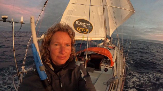 Kirsten Neuschäfer aboard her yacht Minnehaha