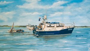 Dick Everitt original watercolour painting depicting Gilbert Park's MOB rescue