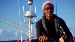 Junella King, 23, from Antigua has become the youngest black female crew member to race around Cape Horn. Credit: ©The Maiden Factor-OGR2023