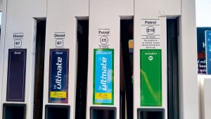 Petrol pumps at a petrol forecourt