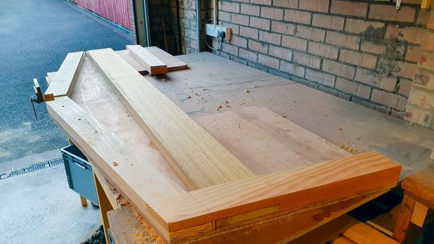 Transom of a motorboat while being built