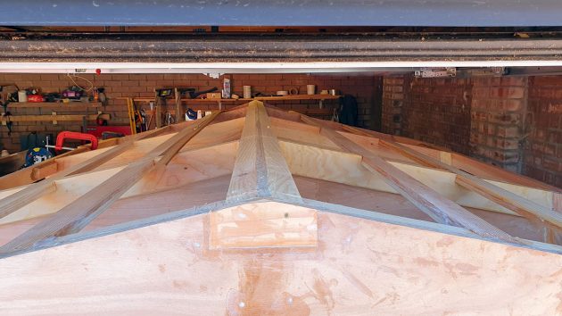 The hull of a motorboat during the build