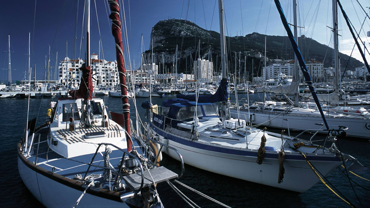 Boats moored in Gibraltar