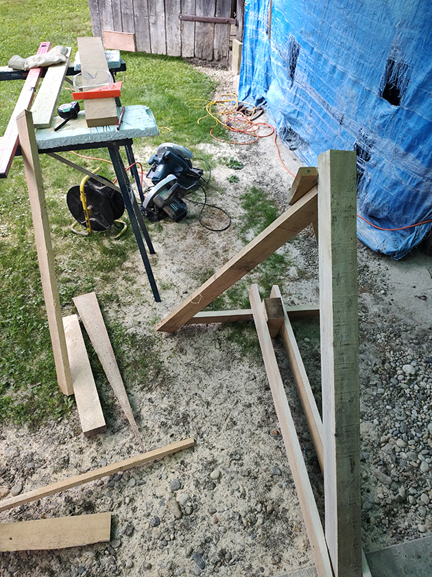 A boat stand prototype being build